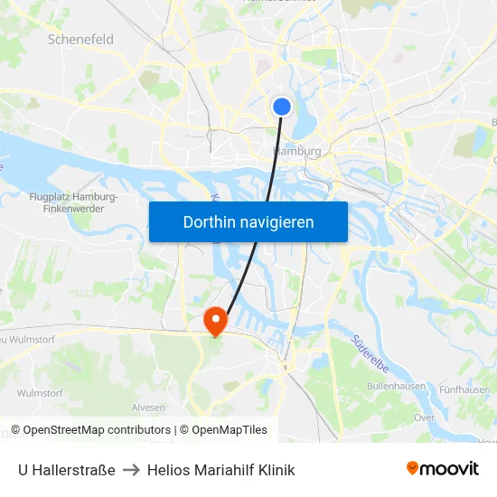 U Hallerstraße to Helios Mariahilf Klinik map