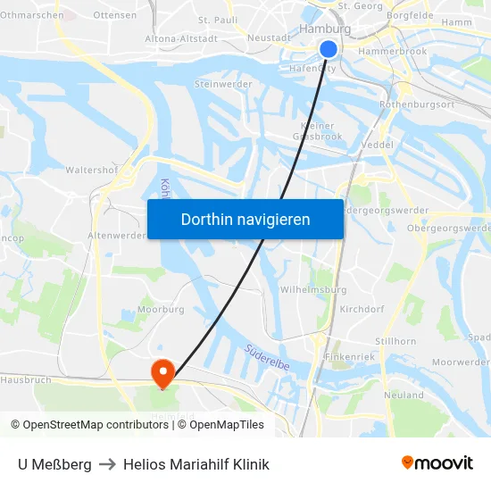 U Meßberg to Helios Mariahilf Klinik map