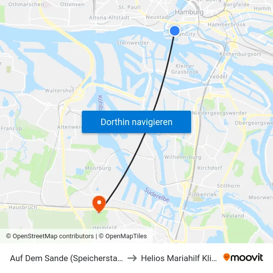 Auf Dem Sande (Speicherstadt) to Helios Mariahilf Klinik map