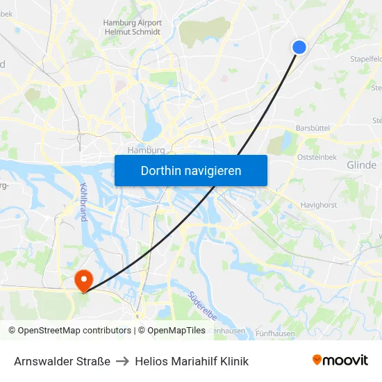 Arnswalder Straße to Helios Mariahilf Klinik map