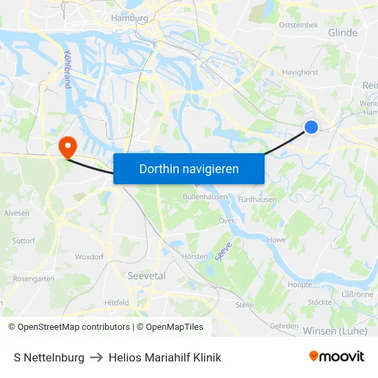 S Nettelnburg to Helios Mariahilf Klinik map