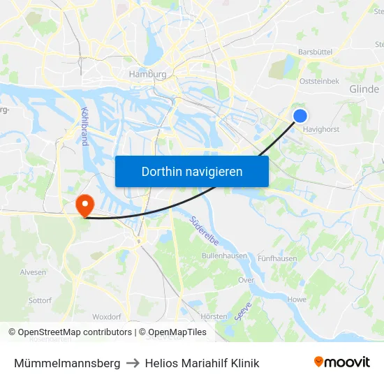 Mümmelmannsberg to Helios Mariahilf Klinik map