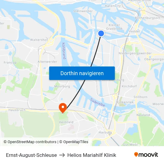 Ernst-August-Schleuse to Helios Mariahilf Klinik map