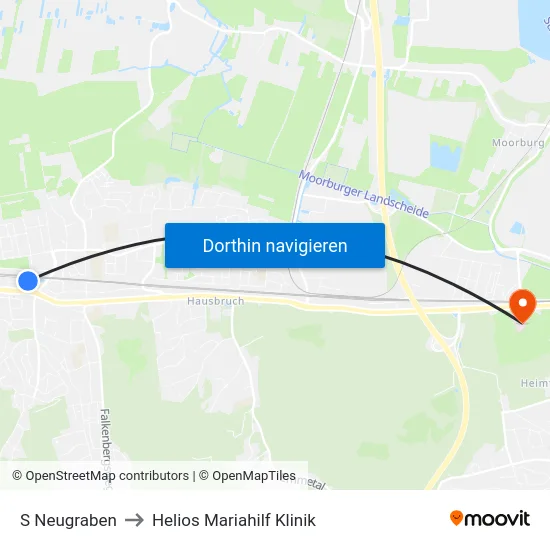 S Neugraben to Helios Mariahilf Klinik map