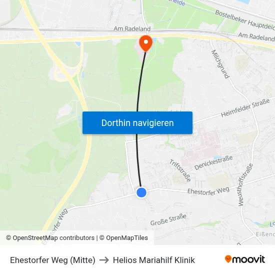 Ehestorfer Weg (Mitte) to Helios Mariahilf Klinik map