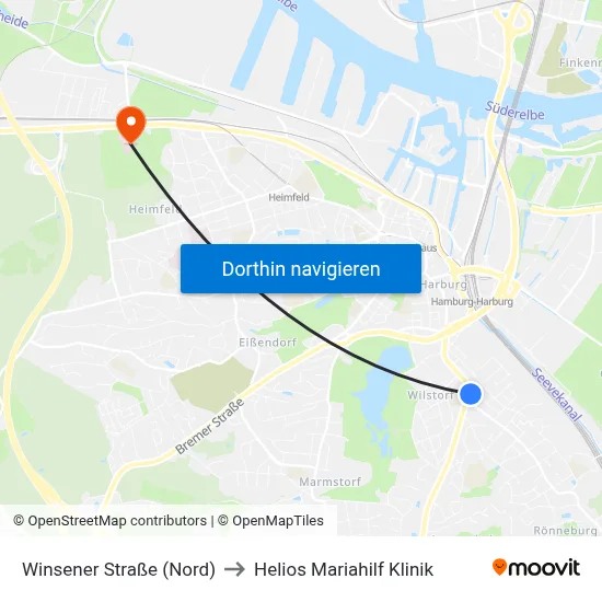 Winsener Straße (Nord) to Helios Mariahilf Klinik map