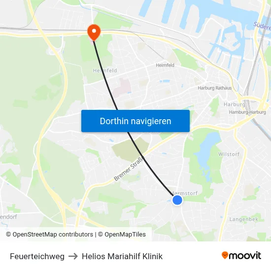 Feuerteichweg to Helios Mariahilf Klinik map