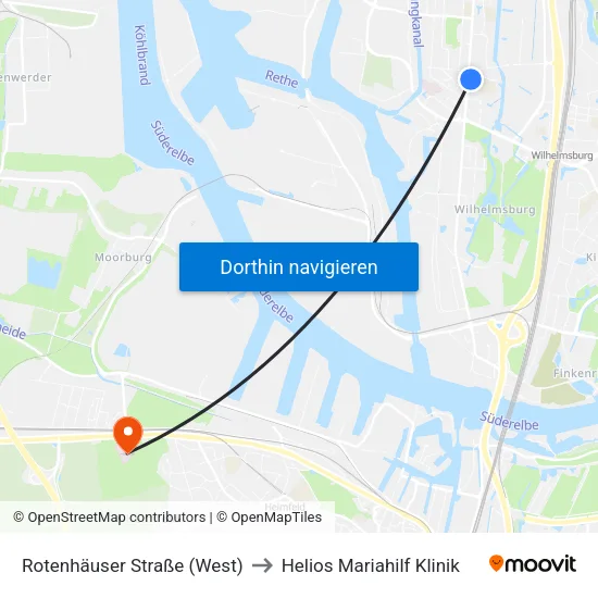 Rotenhäuser Straße (West) to Helios Mariahilf Klinik map