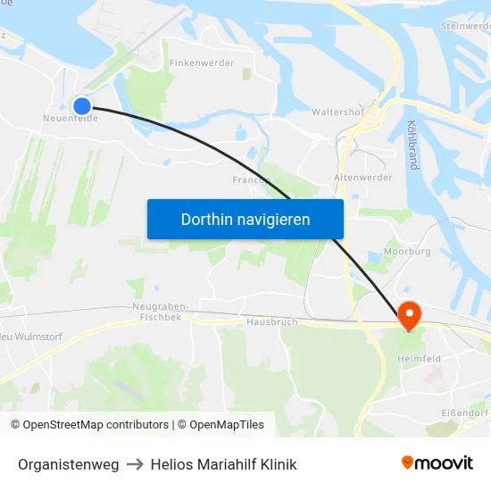 Organistenweg to Helios Mariahilf Klinik map