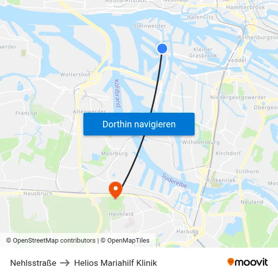 Nehlsstraße to Helios Mariahilf Klinik map