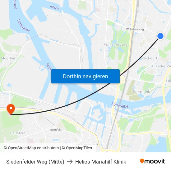 Siedenfelder Weg (Mitte) to Helios Mariahilf Klinik map