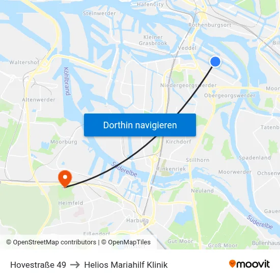 Hovestraße 49 to Helios Mariahilf Klinik map