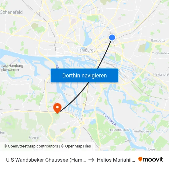 U S Wandsbeker Chaussee (Hammer Straße) to Helios Mariahilf Klinik map