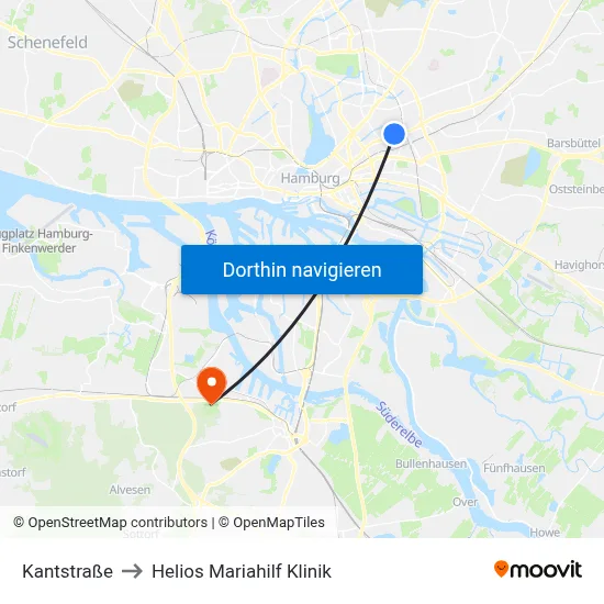 Kantstraße to Helios Mariahilf Klinik map