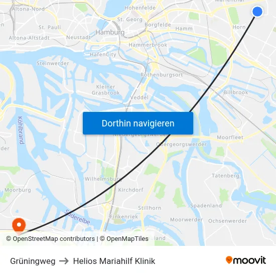 Grüningweg to Helios Mariahilf Klinik map