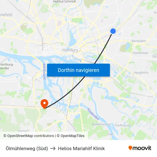 Ölmühlenweg (Süd) to Helios Mariahilf Klinik map
