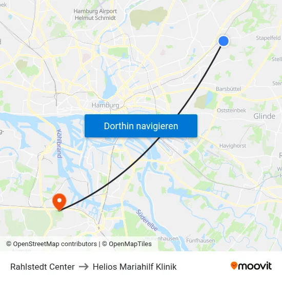 Rahlstedt Center to Helios Mariahilf Klinik map