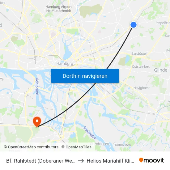 Bf. Rahlstedt (Doberaner Weg) to Helios Mariahilf Klinik map