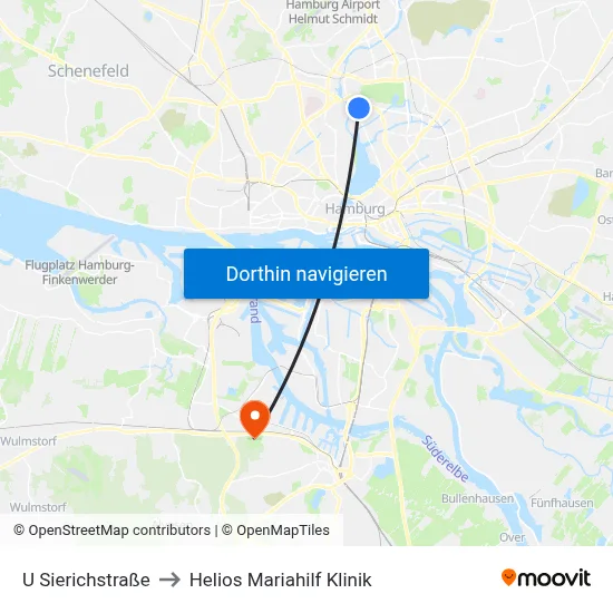 U Sierichstraße to Helios Mariahilf Klinik map