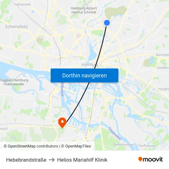 Hebebrandstraße to Helios Mariahilf Klinik map