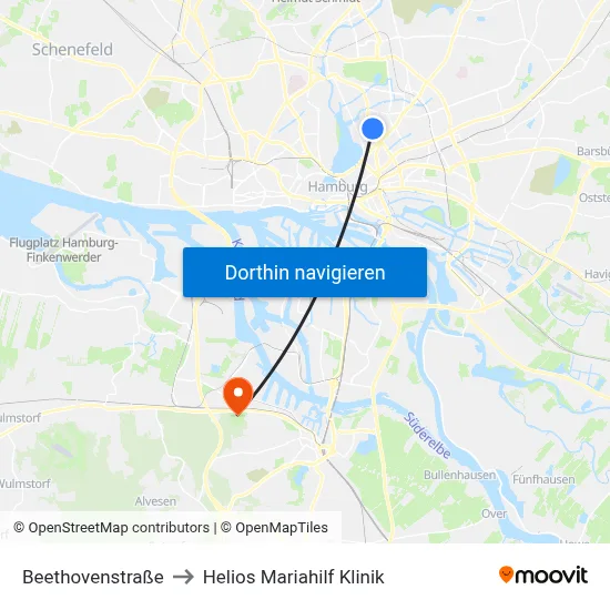 Beethovenstraße to Helios Mariahilf Klinik map