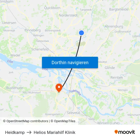 Heidkamp to Helios Mariahilf Klinik map
