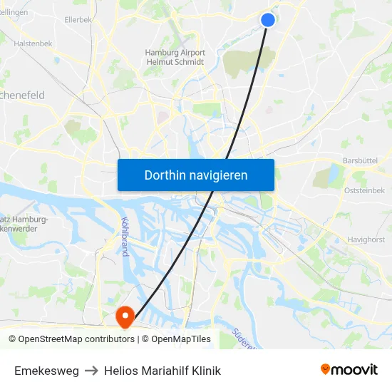Emekesweg to Helios Mariahilf Klinik map