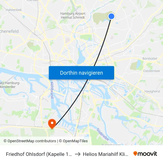 Friedhof Ohlsdorf (Kapelle 13) to Helios Mariahilf Klinik map