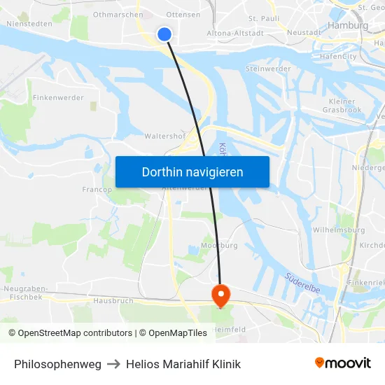 Philosophenweg to Helios Mariahilf Klinik map