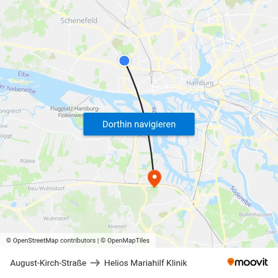 August-Kirch-Straße to Helios Mariahilf Klinik map