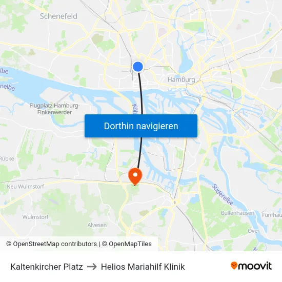 Kaltenkircher Platz to Helios Mariahilf Klinik map