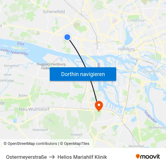 Ostermeyerstraße to Helios Mariahilf Klinik map