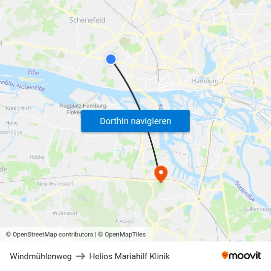 Windmühlenweg to Helios Mariahilf Klinik map