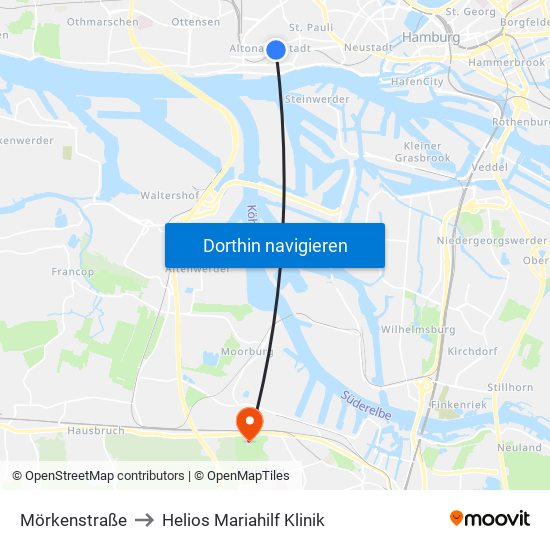 Mörkenstraße to Helios Mariahilf Klinik map