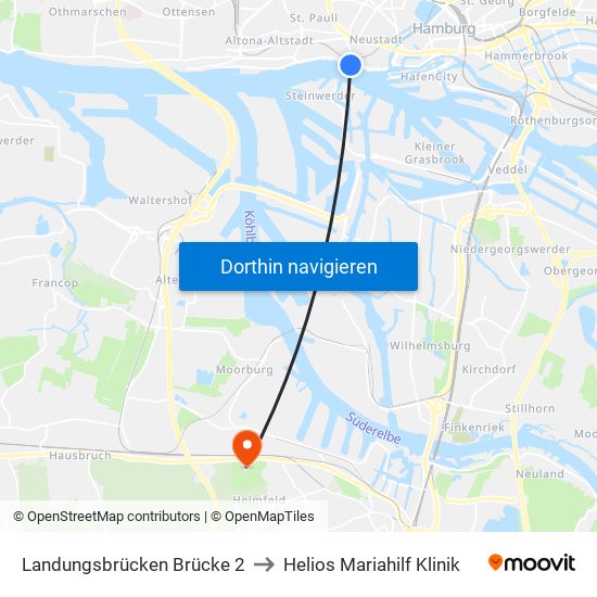 Landungsbrücken Brücke 2 to Helios Mariahilf Klinik map