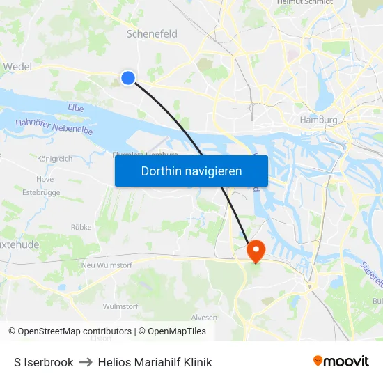 S Iserbrook to Helios Mariahilf Klinik map
