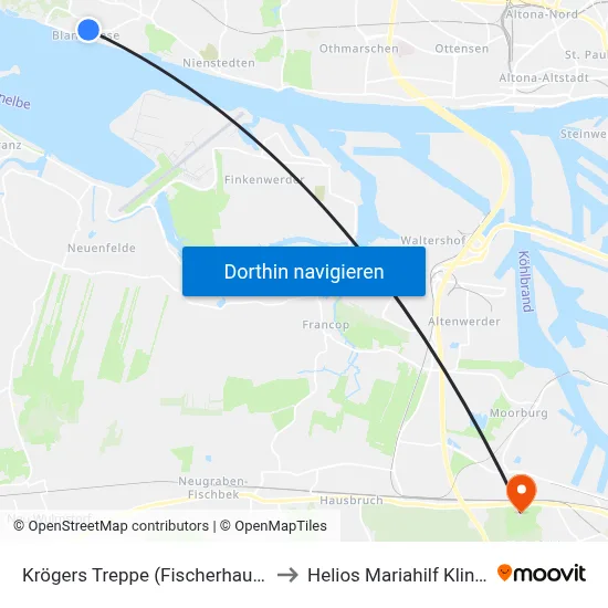 Krögers Treppe (Fischerhaus) to Helios Mariahilf Klinik map