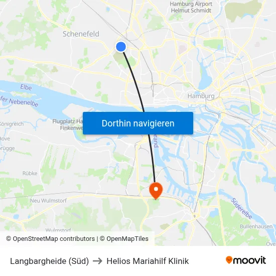 Langbargheide (Süd) to Helios Mariahilf Klinik map