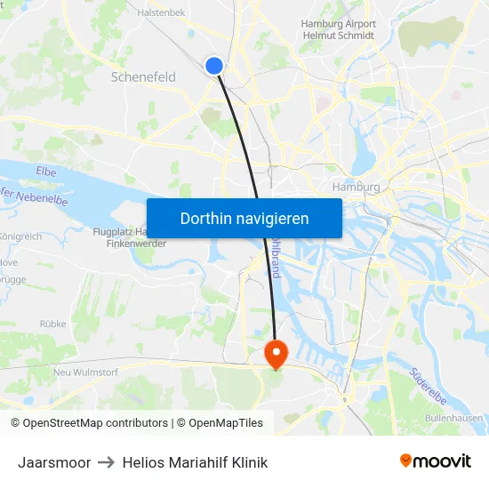 Jaarsmoor to Helios Mariahilf Klinik map