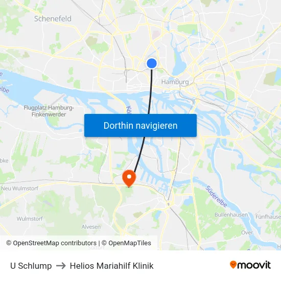 U Schlump to Helios Mariahilf Klinik map