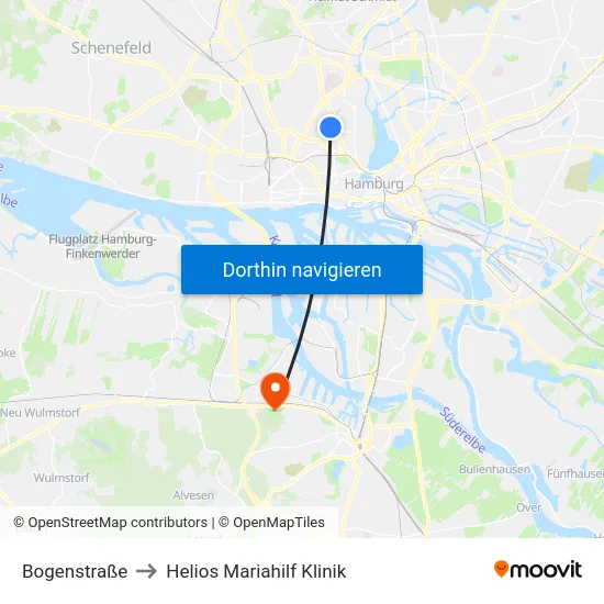 Bogenstraße to Helios Mariahilf Klinik map