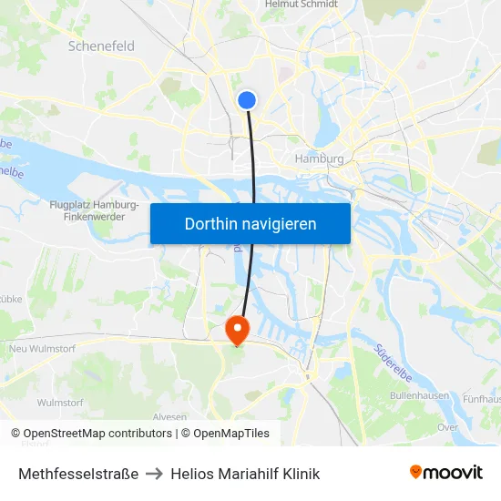 Methfesselstraße to Helios Mariahilf Klinik map
