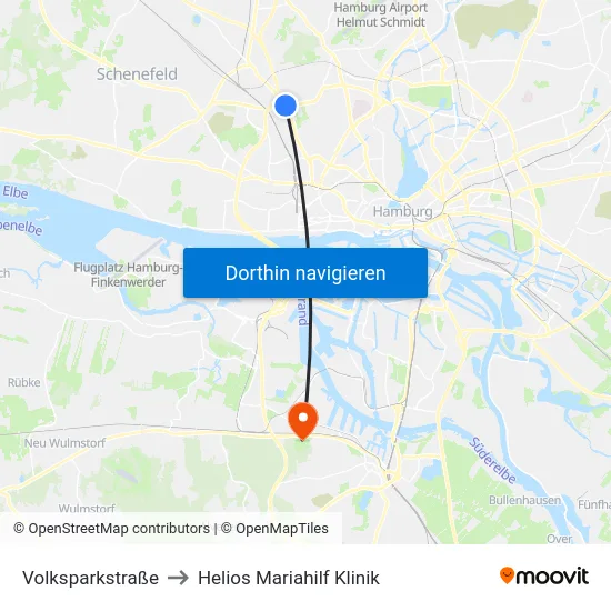Volksparkstraße to Helios Mariahilf Klinik map