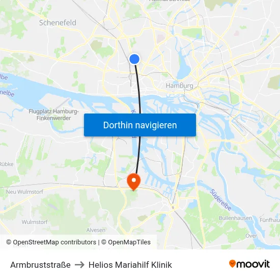 Armbruststraße to Helios Mariahilf Klinik map