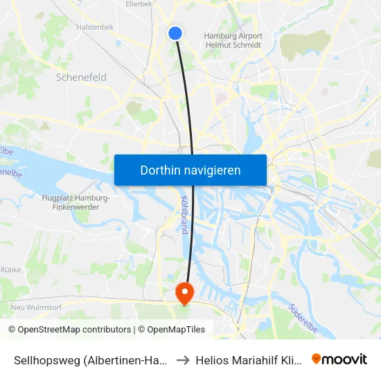 Sellhopsweg (Albertinen-Haus) to Helios Mariahilf Klinik map