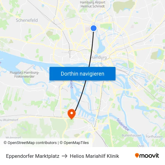 Eppendorfer Marktplatz to Helios Mariahilf Klinik map