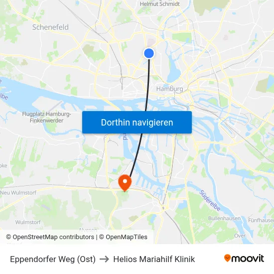 Eppendorfer Weg (Ost) to Helios Mariahilf Klinik map