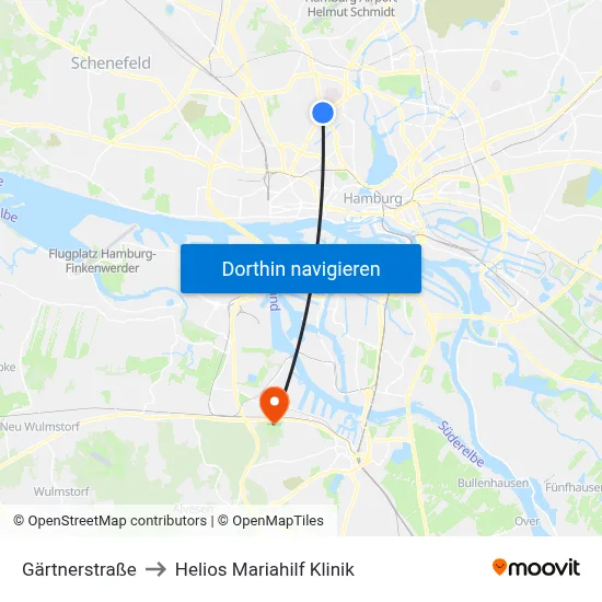 Gärtnerstraße to Helios Mariahilf Klinik map