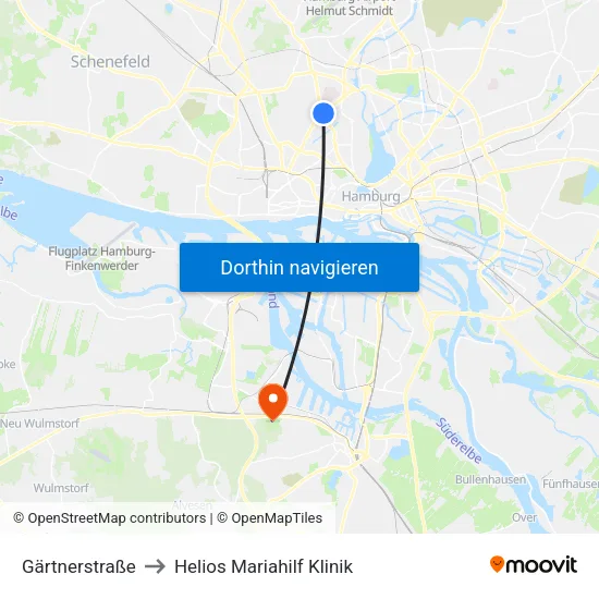 Gärtnerstraße to Helios Mariahilf Klinik map