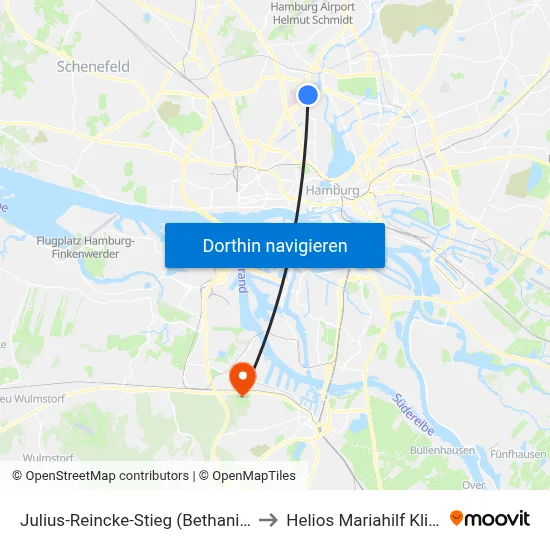 Julius-Reincke-Stieg (Bethanien) to Helios Mariahilf Klinik map